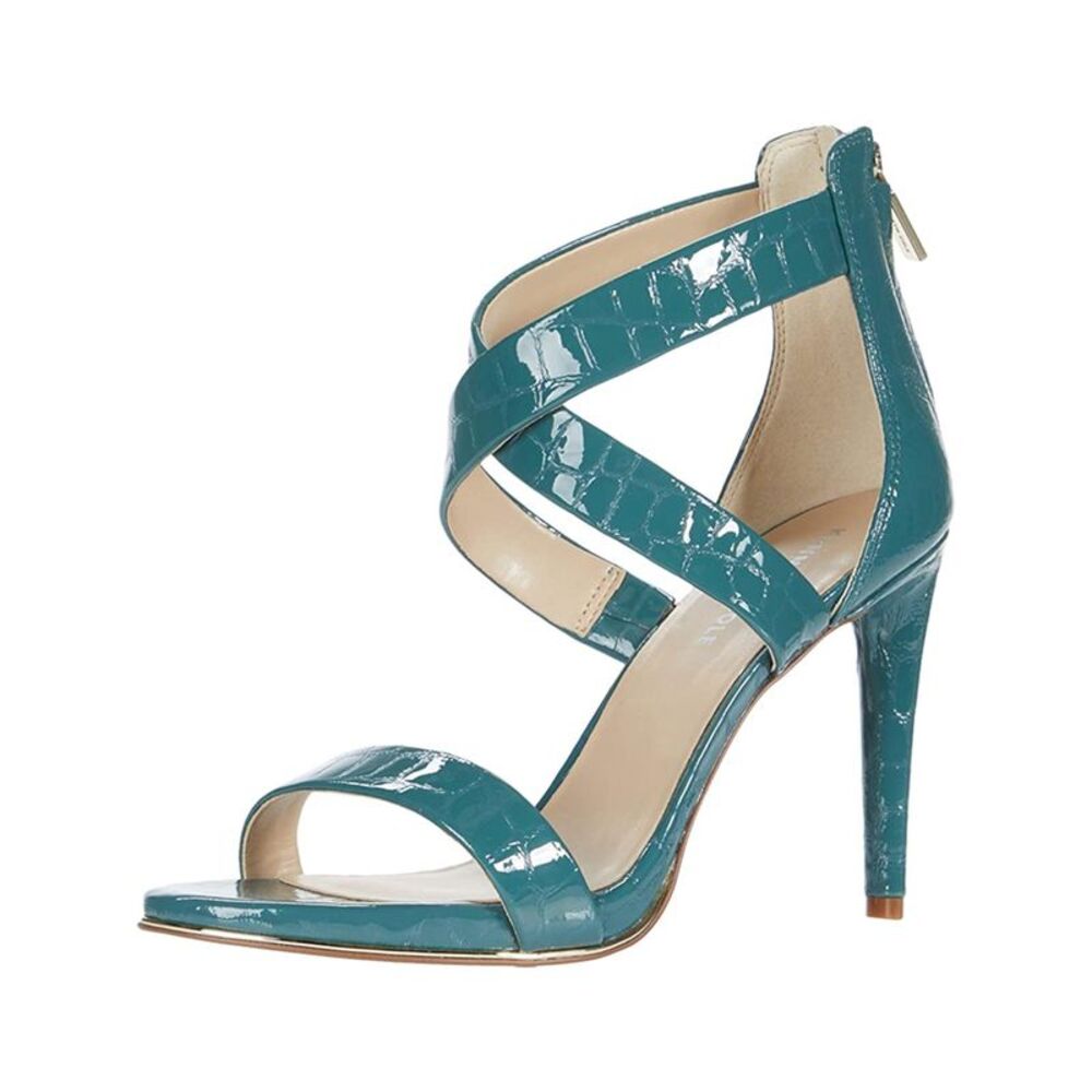 KENNETH COLE NEW YORK Womens Green Croc Rand Brooke Stiletto Leather Sandals 6 M